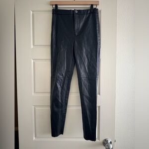 Zara Women’s Skinny Faux Leather Pants Zipper Detail Size Small